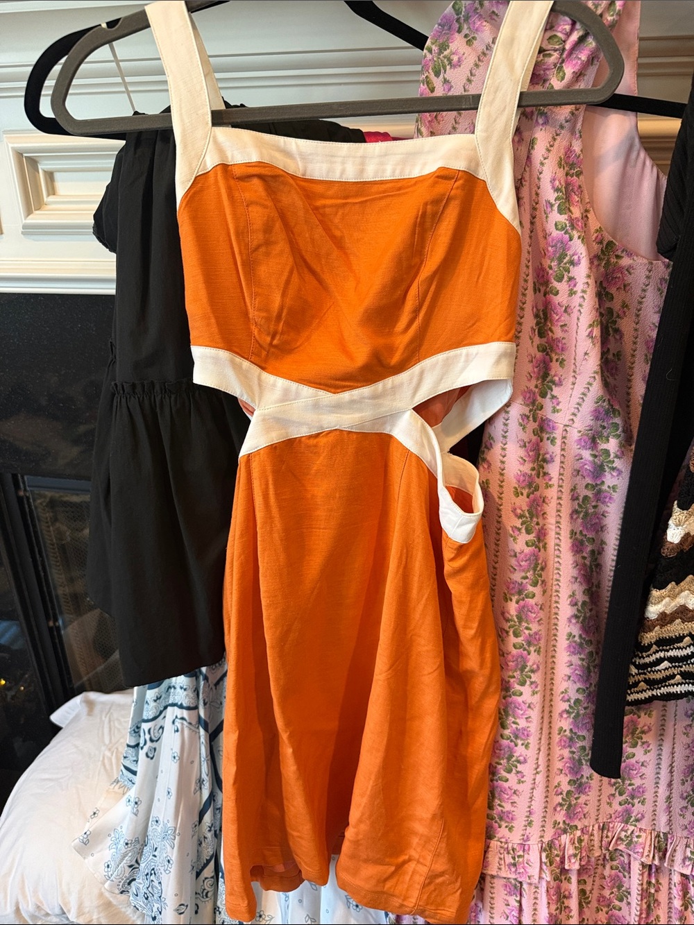 MINKPINK Orange Mini Dress with Cream Trim